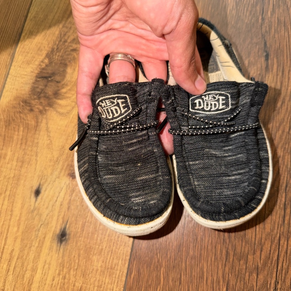 Hey Dude Kids Black Slip-On Sneakers with White Trim